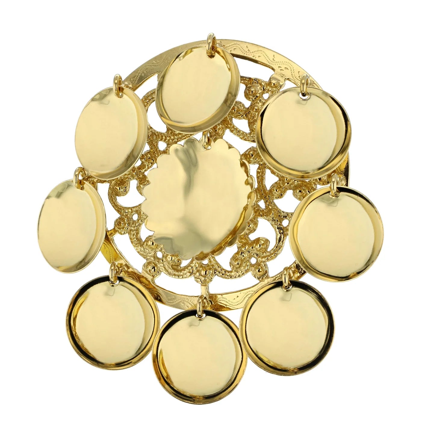 Hele sølja er forgylt. Lauva er store, med et midtre lauv med buer.