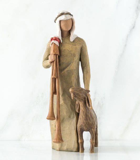 Gjeter med sekkepipe til julekrybbe - Willow Tree