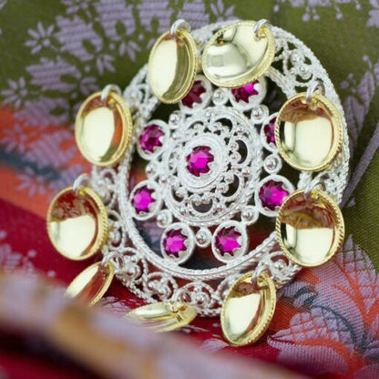 Fjellrosa Sølje med Lauv og Krystaller - Hasla