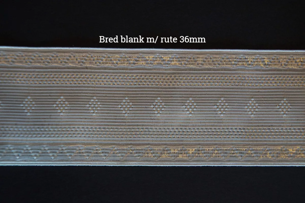 Bred blank med rute, sølvbånd, 36mm