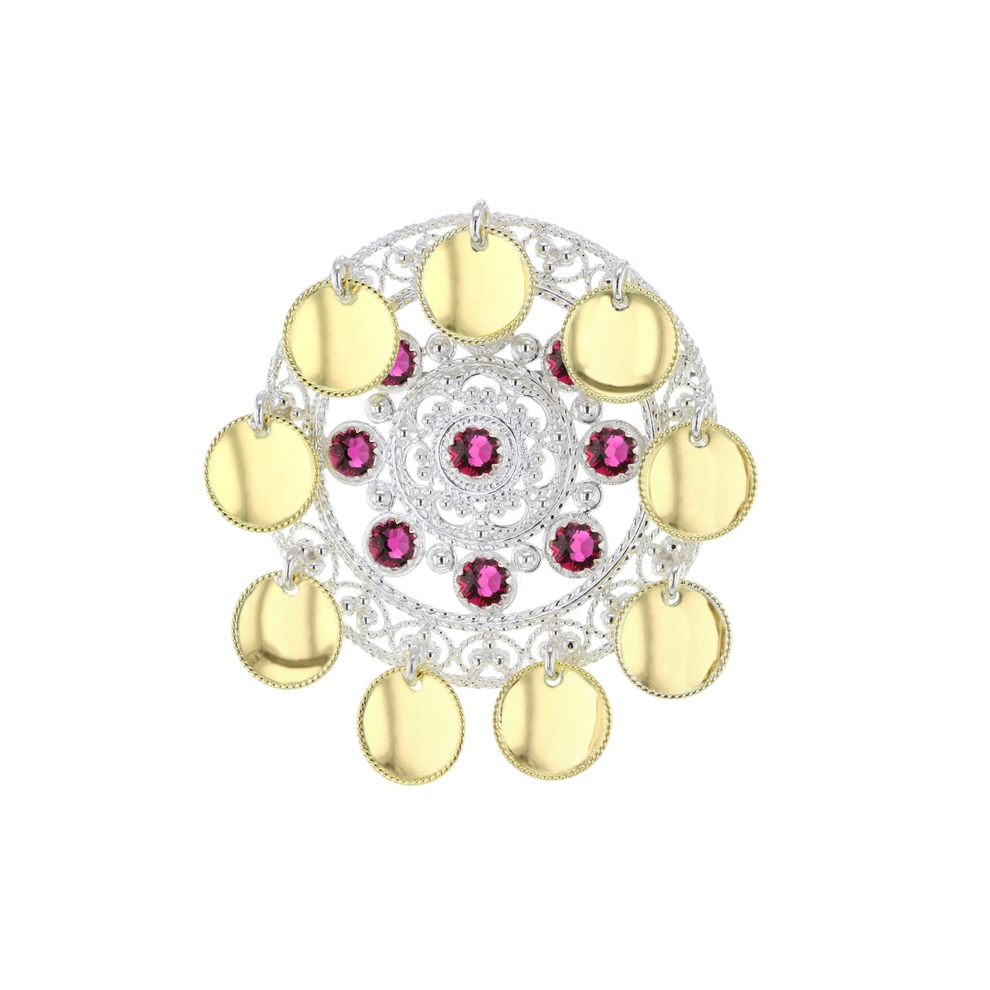 Fjellrosa Sølje med Lauv og Krystaller - Hasla