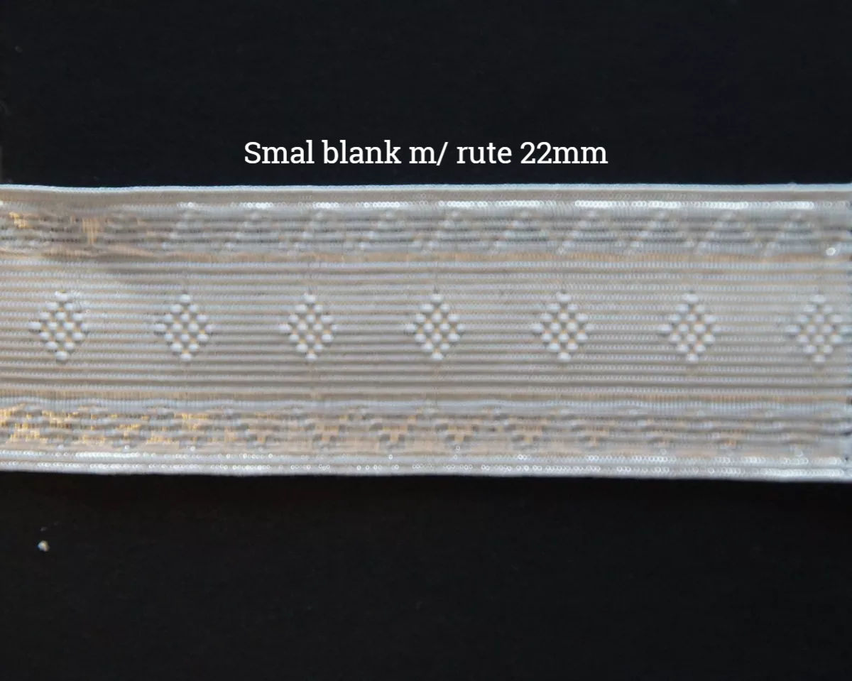 Smal blank med rute, sølvbånd, 22mm