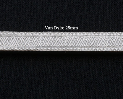 Van Dyke sølvbånd, 25mm, i pyramide og rutemønster