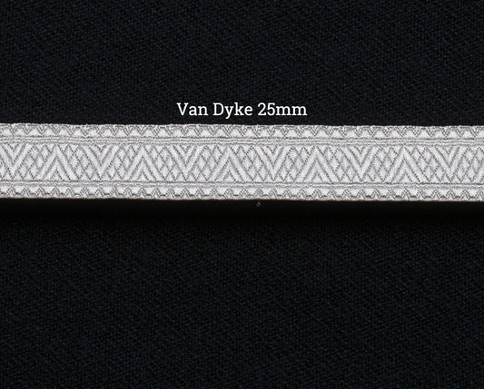 Van Dyke sølvbånd, 25mm, i pyramide og rutemønster